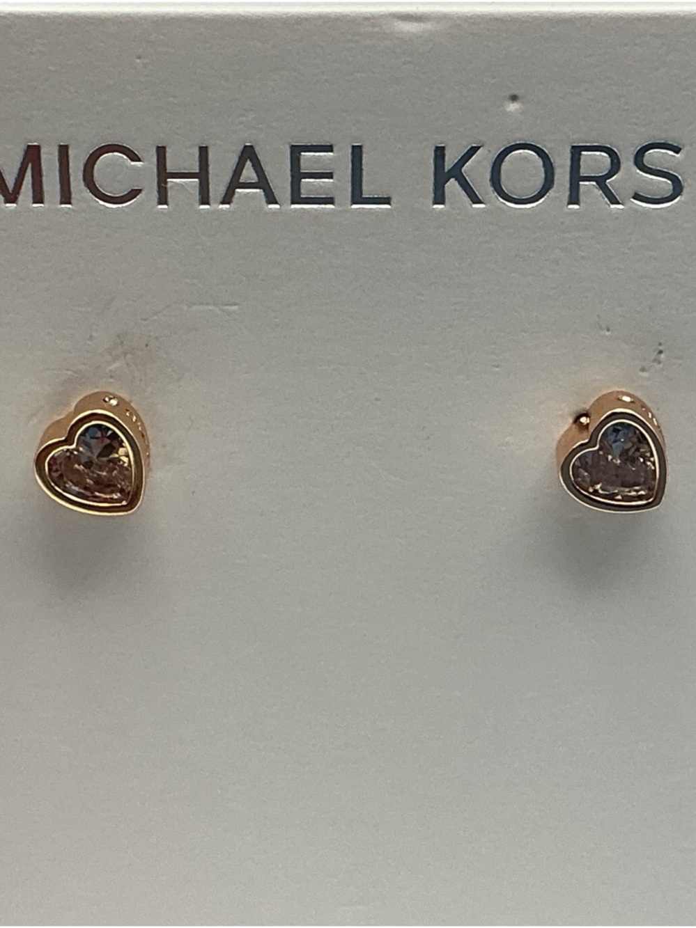 Michael Kors Rose Gold Heart Crystal Stud Earrings